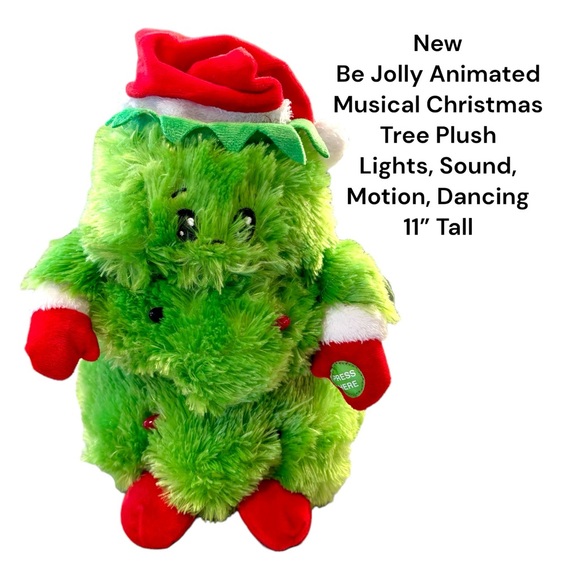 New Be Jolly Animated Musical Christmas Tree Plush - Lights/Sound/Motion/11” - Picture 1 of 4
